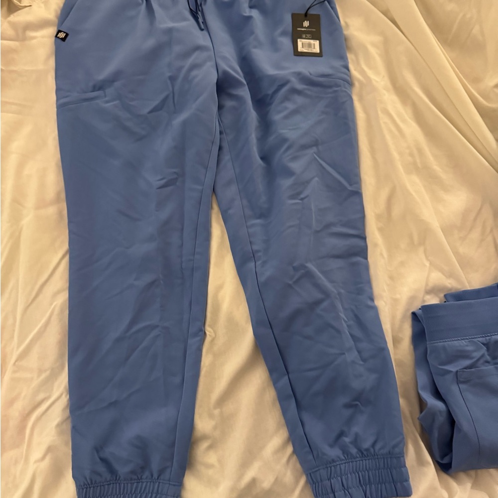 Jaanuu Light Blue Joggers with Elastic Waistband and Cuffs
